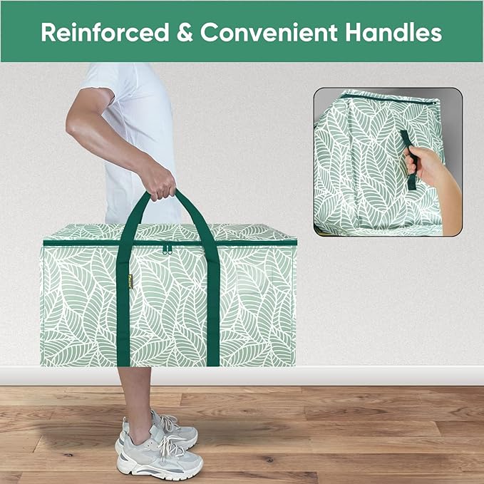 BALEINE 4-Pack Oversized Moving Bags with Reinforced Handles, Heavy-Duty Storage Tote for Clothes, Moving Supplies (Antique Folidage, 4-Pack)