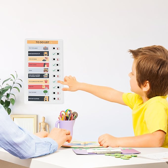 Magnetic Checklist Chore Board with Chore Sticker Book, Chores Chart for Kids, Set of 2 Magnetic Customizable Chore Charts with Insert Paper and 212 Stickers, Chore Chart for Multiple Kids