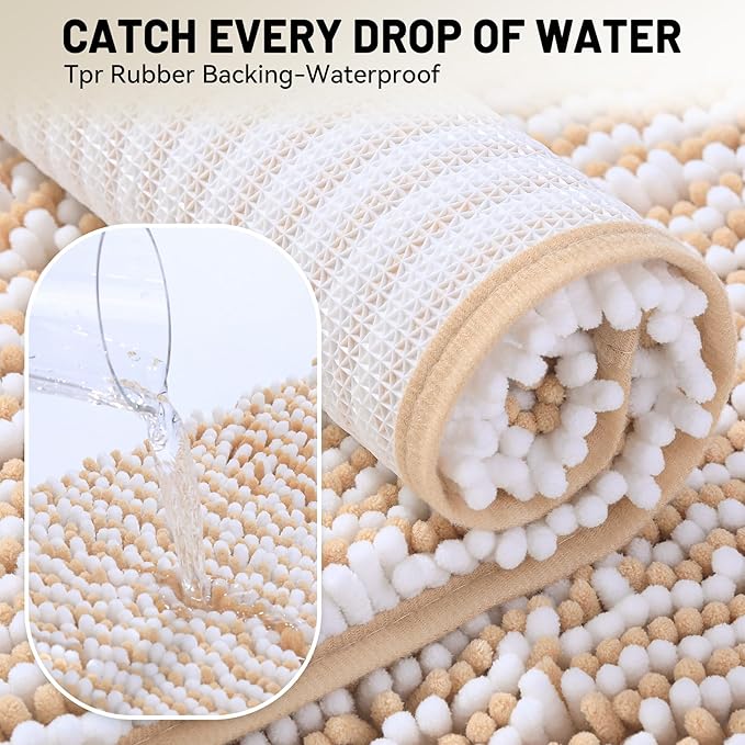 Ultra-Soft Bathroom Rug Set, 2-Piece – Absorbent, Non-Slip, Machine Washable Bath Mats for Bathroom, Shower, Sink, Kitchen （20" x 32" + 17" x 24"）