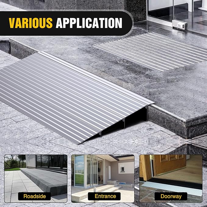 Nilight Door Threshold Ramp, 3" Rise Portable Aluminum Wheelchair Door Entry Ramps for Doorways Stairs Home Steps
