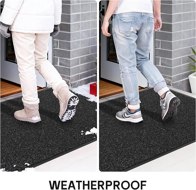 Front Door Mat Indoor Outdoor Entrance, 48" x 96" All-Season Heavy Duty Waterproof Doormat, Non-Slip Absorbent Entryway Mat, Easy to Clean, Low Profile Commercial Floor Mat for Indoor Outdoor