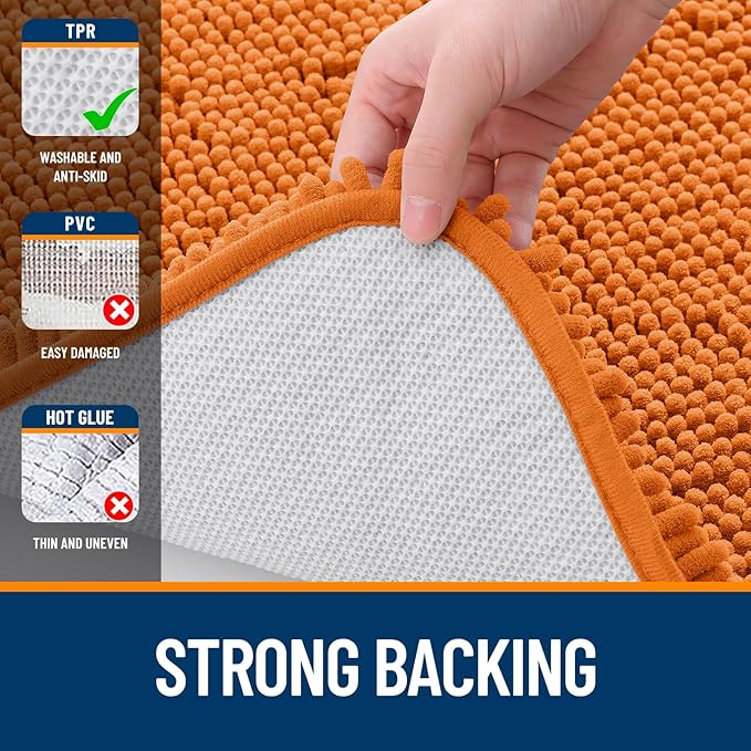 OLANLY Bathroom Rugs 36x24, Extra Soft Absorbent Chenille Bath Rugs, Rubber Backing Quick Dry, Machine Washable Bath Mats for Bathroom Floor, Tub and Shower, Home Decor Accessories, Clay