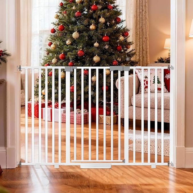 Extra Wide Baby Gate Fits 30-63 Inch Wide Opening, Toddler Pet Gate for Stairs Doorways Hallways Indoor, Walk Thru Large Long Dog Gates Pressure Mounted Black