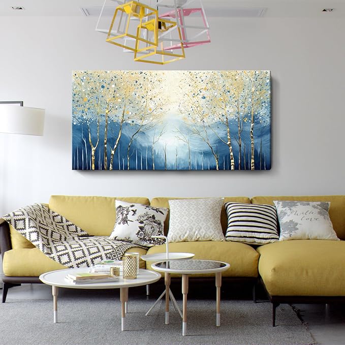 amatop Birch Tree Forest Wall Art, Oversized Modern Horizontal Abstract Canvas Wall Art for Living Room, Bedroom & Office Decor (58x29 Inch)