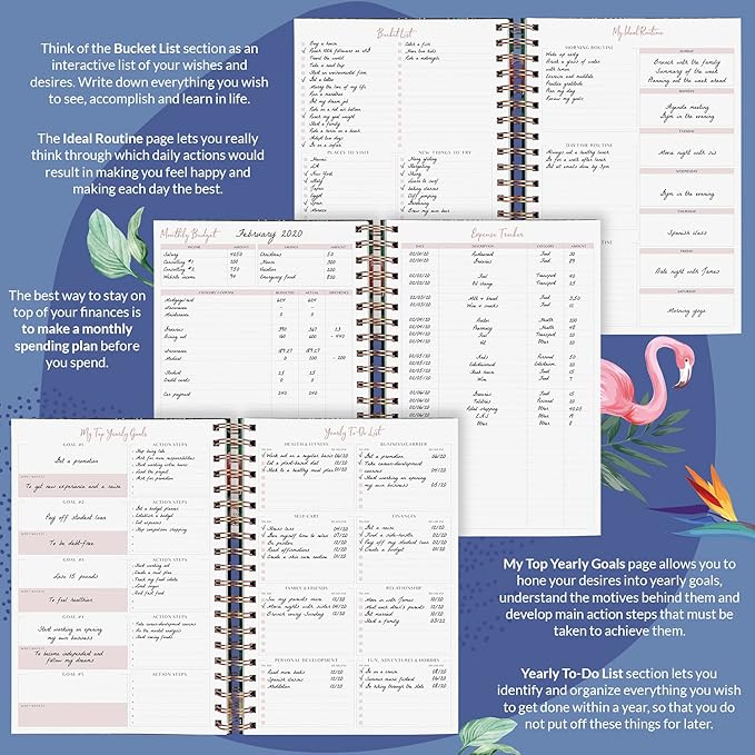 PLANBERRY Hourly Schedule Planner Premium – Undated Weekly Organizer with Time Slots & Monthly Budget – Time Management, Goal Setting, to-Do List & Habit Tracker –6.9″x8.5″(Rose Flamingo)
