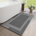 Non Slip Long Bath Mat Bathroom Runner, Rubber Backing Ultra Thin Bathroom Rugs Fit Under Door Quick Dry Super Absorbent Washable Bath Rug Shower Mat for Bathtub Sink Floor, Dark Grey 24"x48"