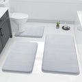Yimobra 3 Pieces Memory Foam Bath Mat Set with U-Shaped Toilet Rug - Non Slip Super Soft Absorbent Quick Dry Bathroom Rugs for Bathtub, Vanity & Toilet Base, Silver