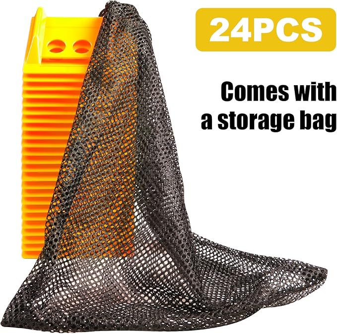 24 Pack 4" Flatbed Edge Protectors with Carrying Case, 4" Winch Ratchet Straps Plastic Corner Protectors for Flatbed Cargo Load (Yellow)