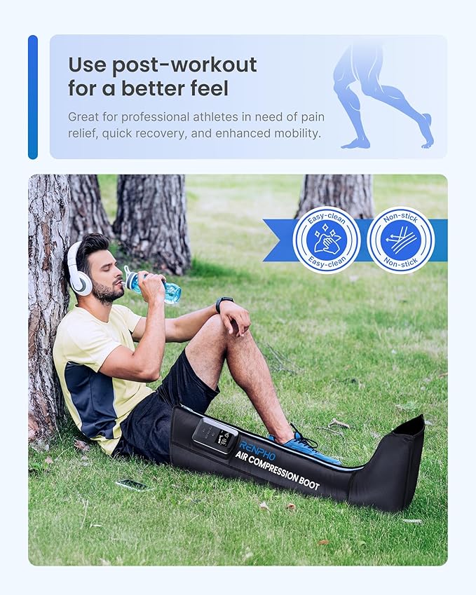 RENPHO Leg Massager with Smart Pressure Sensor, FSA Eligible HSA Foot Massage, Cordless Air Compression Recovery Boot for Pain Relief, Foot & Calve & Thigh Massager, Adapter Not Included,1 Pack