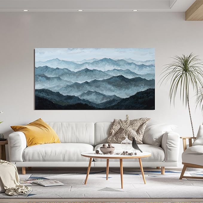 YISXINOAG Landscape Canvas Wall Art Modern Abstract Wall Art Canvas Art Wall Decor Grey Green Mountain Modern Home Artwork on Bedroom, Dining Room Abstract Wall Decor Ready to Hang Size 24"X48"