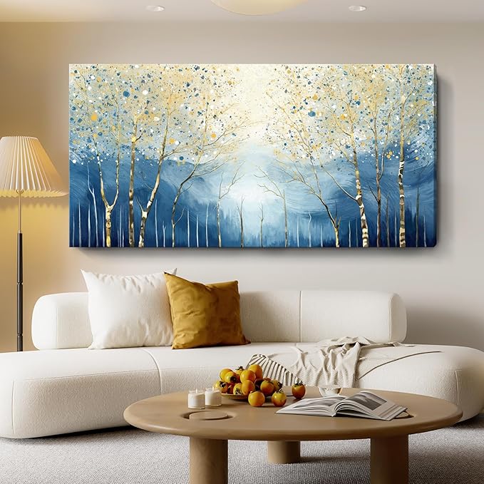 amatop Birch Tree Forest Wall Art, Oversized Modern Horizontal Abstract Canvas Wall Art for Living Room, Bedroom & Office Decor (58x29 Inch)