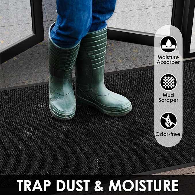 4′ x 14′ Front Door Mat Indoor Outdoor Entrance, Commercial Floor Mat Heavy Duty Dirt Trapper Entryway Doormat, Custom Size Non Slip Rubber Backing Welcome mat, Door Mat for High Traffic Area