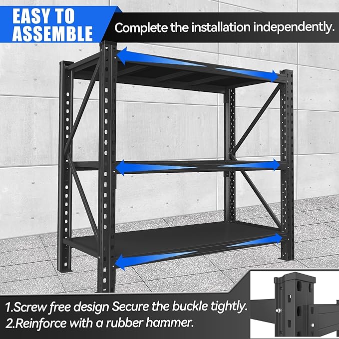 51.2" W Metal Garage Storage Shelves,Heavy Duty Adjustable Steel Organization Shelving,Utility Rack Shelf,47.2" H x 51.2" W x 23.6" D for Basement,Warehouse,Industrial