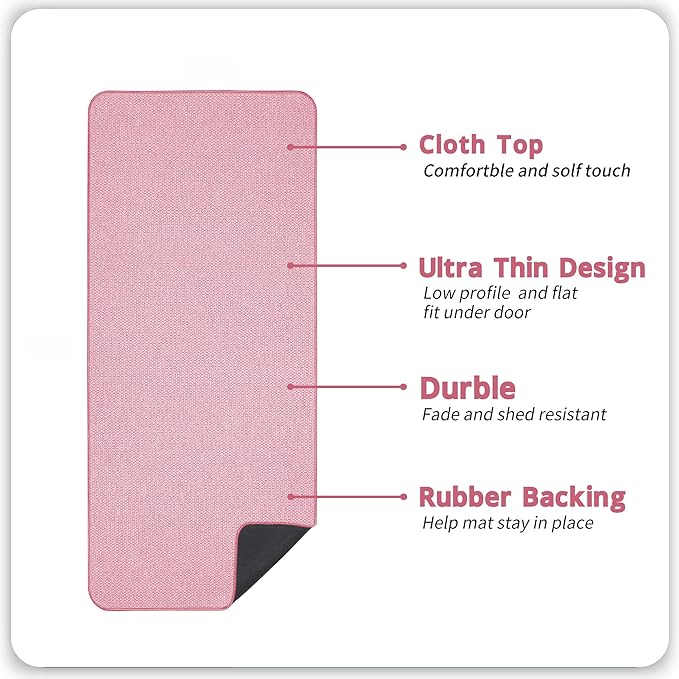 Bath Mat,Ultra Thin Bathroom Runner Rugs,Large Bath Mats for Bathroom,Quick Dry,Non-Slip,Machine Washable,Low Pile,Bath Rug,Shower Outside,Sink,Home Decor Accessories.Pink,3'x5'(36x60inch)