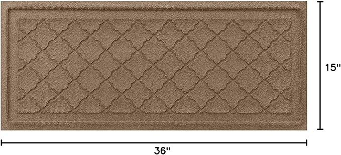 WaterHog Indoor Outdoor Boot Tray Mat – Skid-Resistant Entry Rug for Front Door, Mudroom, Porch, Patio, Garage, All Weather Floor Protector, Made in USA, Cordova Pattern, Khaki/Camel, 15 x 36 Inches