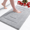 Buganda Bathroom Rugs, 24" x 16", Soft and Absorbent Microfiber Bath Rugs, Non-Slip Shaggy Shower Carpet, Machine Wash Dry Bath Mats for Bathroom Floor, Tub and Shower, Grey