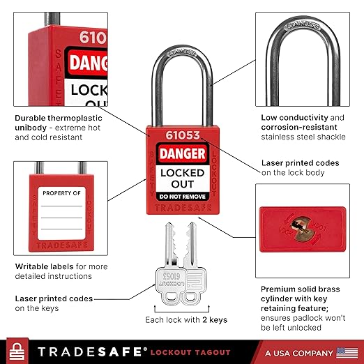 TRADESAFE Lockout Tagout Station with Loto Devices - 14 Pack Safety Lock Set, 6 Hasps, 40 Do Not Operate Tags, Lock Out Tag Out Kit Board, Lockout Safety Supply for OSHA Compliance