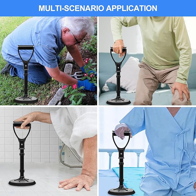 Upgraded Portable Standing Aid with Integrated Reinforced Fixation Buttons and Oversized 7" Base, an Adjustable Standing and Daily Living aid Designed for Seniors