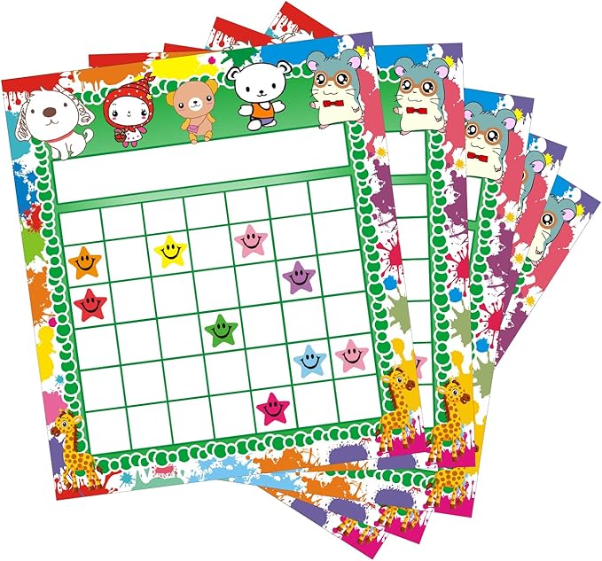 REGELETO 80 Pack Classroom Incentive Chart for 2 Designs with 2400 Pieces Colorful Star Stickers for Students Classroom Teaching or Family Using