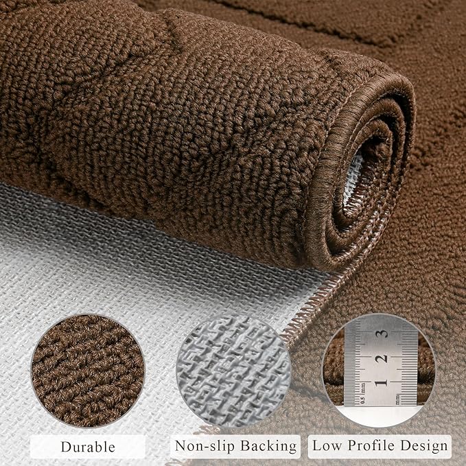 hicorfe Indoor Doormat,Front Back Door Mat Rubber Backing Non Slip Door Mats 24"x71" Absorbent Resist Dirt Entrance Doormat Inside Floor Mats for Entryway Washable Low-Profile(Dark Brown)