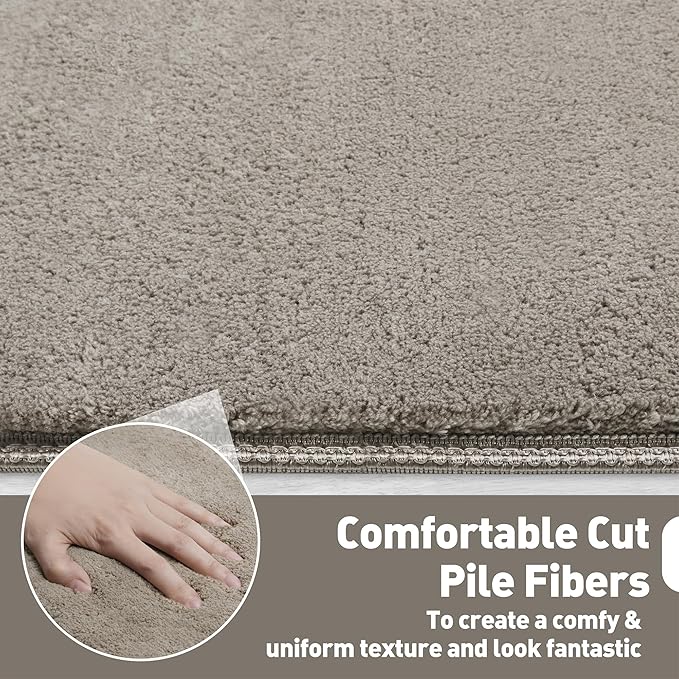 PURE ERA Carpet Stair Treads Ultra Plush 8 x 30 inch Soft Indoor Stair Protectors Pet-Friendly Non-Slip Skid Resistant Tape Free Washable Reusable(7 Pieces,Cream Gray)