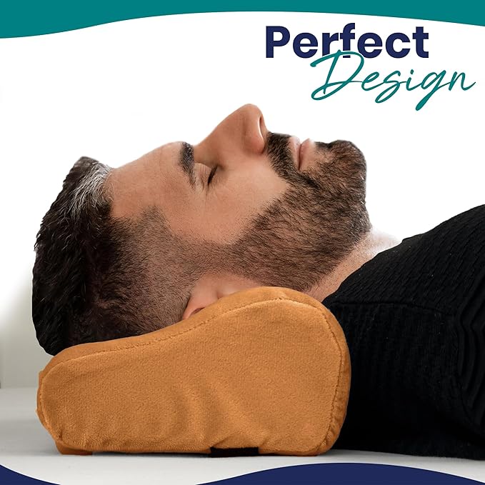 Memory Foam Headrest Pillow for Recliner – B-Shaped Neck Pillow with Stabilizer Strap, Non-Slip Backing, Soft Plush Fabric - Ultimate Neck Support and Pain Relief (Dark Brown)