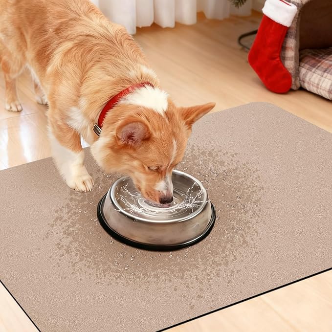 Ultra Thin Bath Mat, Upgrade Backing Non Slip Thin Bath Mats Fit Under Door, Quick Dry Ultra Absorbent Bathroom Rugs, Machine Washable Bath Rugs for Bathroom, Bathtub & Kitchen, Taupe/Solid/24"x17"
