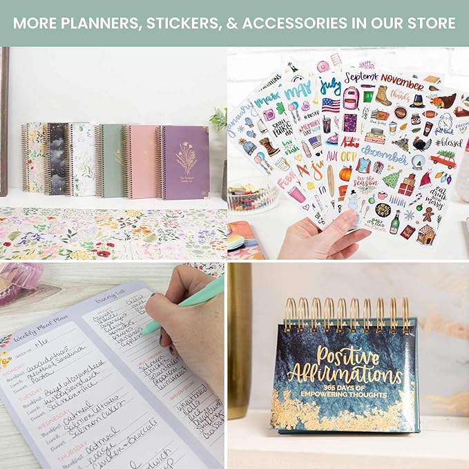 bloom daily planners HARDCOVER 2026 Planner (January to December) - A5 Task Goal Organizer - Monthly & Weekly Inspirational Agenda Book - 5.5" x 8.25" - Eucalyptus, White
