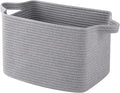 OIAHOMY Woven Storage Basket for Shelves, Rectangle Cotton Rope Baskets for Organizing, 13 x 10 x 9 in, Storage Bins for Dog Toys,Towel,Books,Gift,Grey