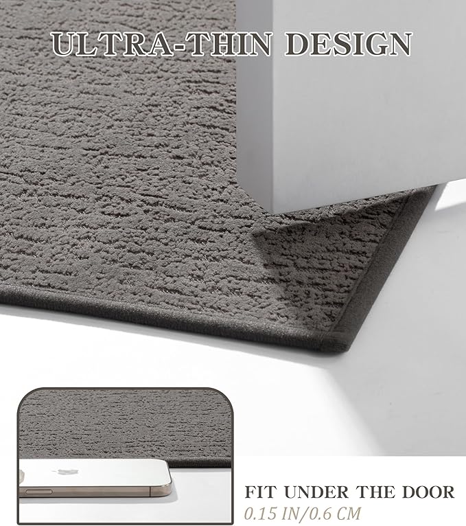chakme Bathroom Rugs Mat 32x17, Ultra Thin Non Slip Bath Mat Quick Dry Absorbent Bath Mat for Bathroom Floor, (Grey, 32"x17")