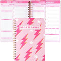 CNhoqc A4 Lightning Planner Notebook - Pink Preppy Lightning A4 Planner Notebook Teen Girl Y2k to Do List Daily Task Checklist Time Management Notepad Agenda Gifts Student School Stationery Present