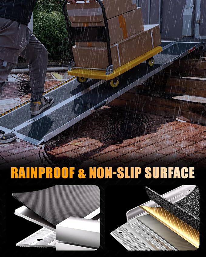 VNN Portable Wheelchair Ramp 7FT, Seamless Non-Slip Aluminum Ramps for Wheelchairs for Home, Handicap Wheelchair Ramps for Home Steps, Aluminum Loading Dock Plates, Doorways