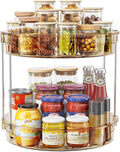 LAMU 12inch 2 Tier Lazy Susan Turntable Organizer Rotating Spice Rack Organization for Cabinet, Kitchen, Pantry, Countertop, Bathroom, Vanity, Medicine Cabinet Organizer, Amber