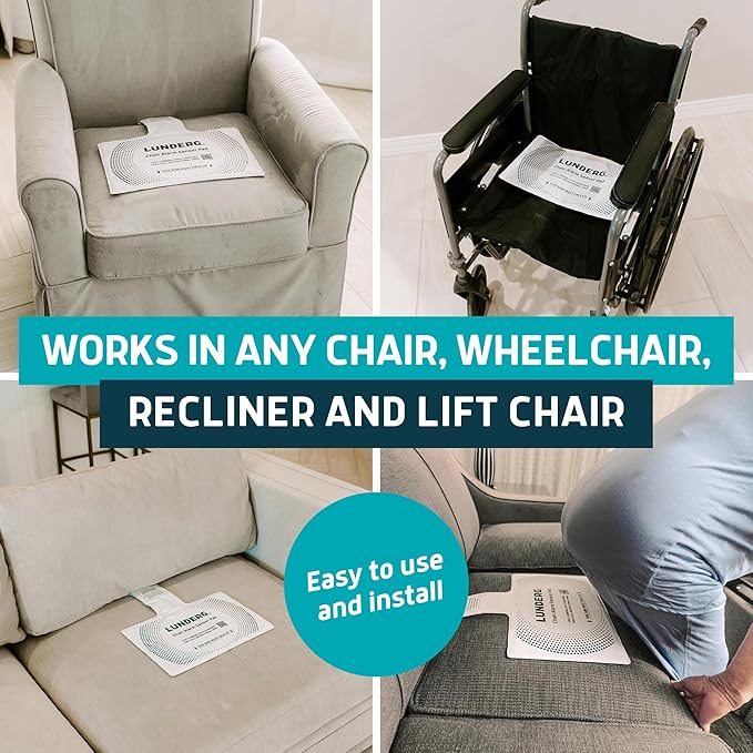 Lunderg Chair Alarm System - Wireless Chair Alarms and Fall Prevention for Elderly and Dementia Patients - Smart and Reliable Elderly Monitoring Kit for Caregiver - Perfect Complement to Bed Alarm