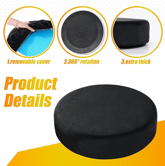 BALAPET 360 Degree Memory Foam Rotating Seat Cushion,Swivel Seat Cushion for Car, 3IN Thick Car Seat Pad for Elderly Assistance(13.5x13.5x3IN)