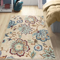 Beeiva Floral Bedroom Rugs, 4x6 Rug with Rubber Backing Ultra Thin Vintage Washable Rugs Foldable Carpets for Living Room Rug Paisley Print Beige Rug for Entryway Bathroom Office