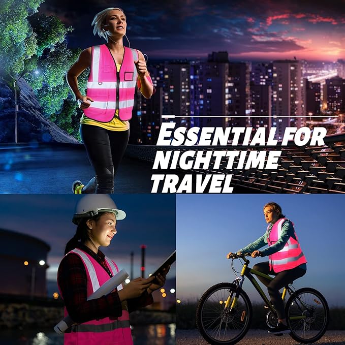 EBOOT 10 Pcs Safety Vests High Visibility Safety Vest with Reflective Strips for Construction Outdoor Running Cycling Walking