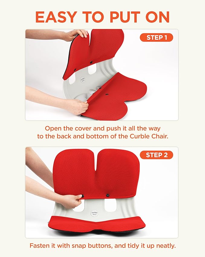 curble Grand Cover, Detachable Cover for Adult Chair, Ergonomic Chair Back Support and Lumbar Support (Red)