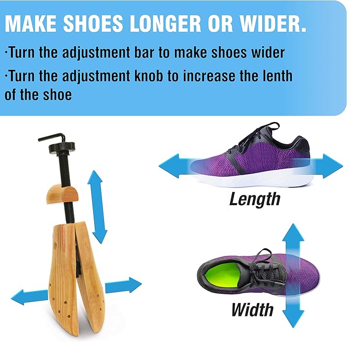 Plixio Shoe Stretcher Women and Men's Shoe Widener - Wooden Expander for Wide Feet, Bunions or Calluses (2 Pack)
