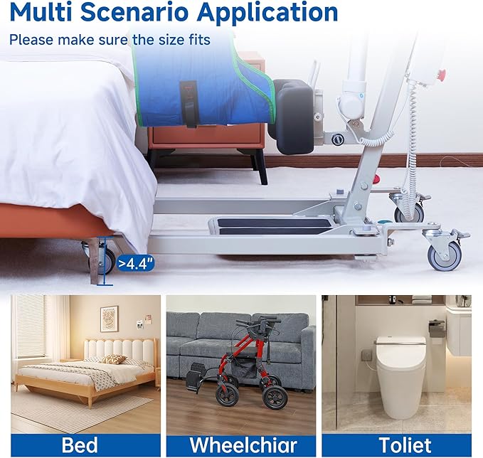 Stand Up Electric Patient Lift, Sit to Stand, Electric Power Patient Lift, Full Body Patient Transfer Lifter for Home Use and Facilities, 400 lb. Weight Capacity. Rechargeable Battery