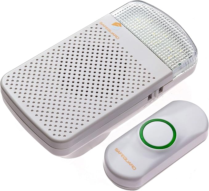 Safeguard Supply Wireless Doorbell Kit- 1000' Range Plug In Doorbell Ideal As Hearing Impaired Doorbell & Deaf Doorbell - Available 95dB Volume Setting & Attention Grabbing Flashing Doorbell Strobe