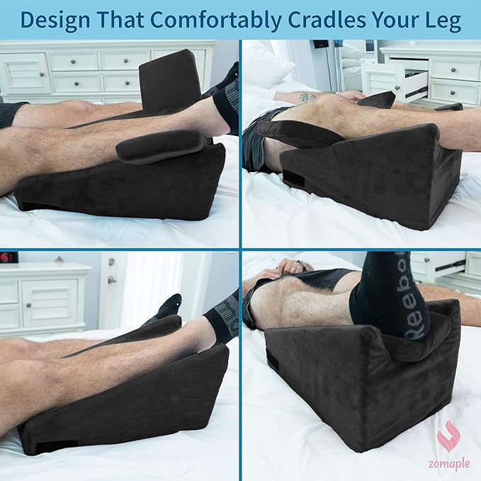 Zomaple Arm Elevation Pillow, Black – Reduce Swelling & Pain with Elbow Support – Adjustable, Gel-Infused Foam, Hot/Cold Gel Pack & Washable Cover – Arm Support Pillow for Post-Surgery Recovery