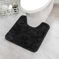 MIULEE Microfiber Toilet Bath Mat U-Shaped Contour Shaggy Bathroom Rugs Non Slip Extra Thick Soft Bath Rug Absorbent Water for Bathroom Commode Machine Washable(24x24 Inch, Black)