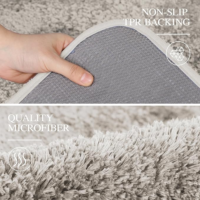Walensee Luxury Bathroom Rug, 24" x 40", Light Tan - Extra Soft, Absorbent, Non-Slip, Machine Washable Shaggy Bath Mat for Bathroom