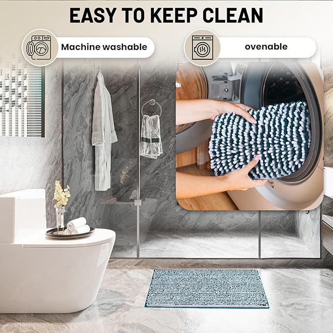 Ultra-Soft Bathroom Rug Set, 2-Piece – Absorbent, Non-Slip, Machine Washable Bath Mats for Bathroom, Shower, Sink, Kitchen （20" x 32" + 17" x 24"）