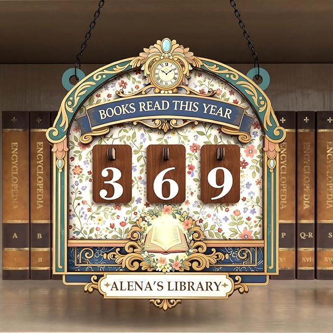 Personalized Books Read This Year Counter Sign Reading Tracker Plaque, Custom Bookish Gifts for Readers, Librarians, Teachers Bookshelf Décor for Reading Challenge, Home Library Décor