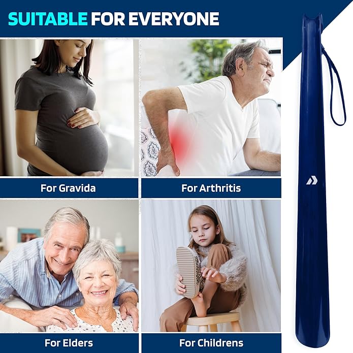 Nextnoid Shoe Horn Long Handle for Seniors - 16.5" Straight & Sturdy Long Shoe Horn for Men, Women & Kids