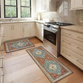 Collive Boho Kitchen Mat 2PCS, Cushioned Anti Fatigue Kitchen Mats for Floor Waterproof Kitchens Rugs Set of 2, Non Slip Comfort Standing Mat for Office, Sink, Laundry, 17"x30"+17"x59"
