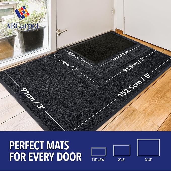 Entry Mat, Upgraded Non-Slip Inside Door Mats for Home Entrance, Ultra-Thin Super Absorbent, Machine Washable Indoor Door Mats for Front Back Door, Shoes, Paws, 1'5" x 2'6"