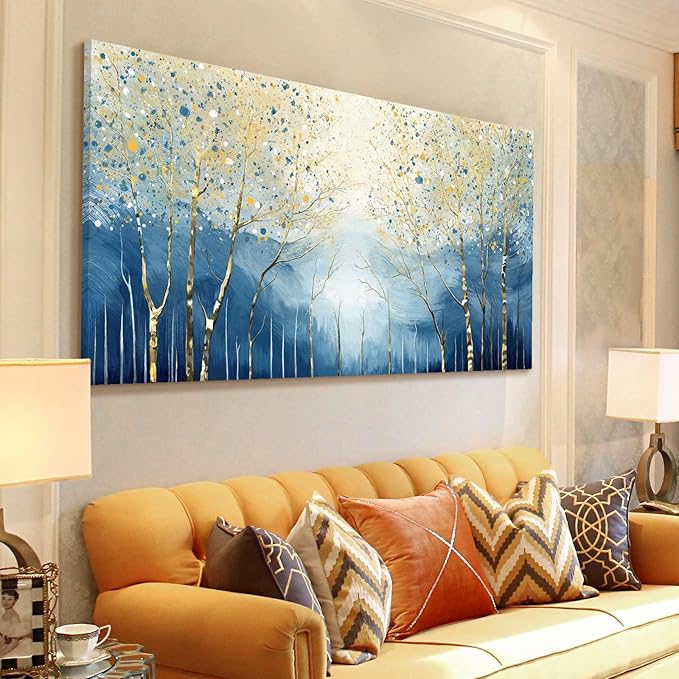 amatop Birch Tree Forest Wall Art, Oversized Modern Horizontal Abstract Canvas Wall Art for Living Room, Bedroom & Office Decor (58x29 Inch)